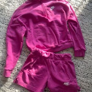 Nike Fuchsia Hoodie and Shorts Set
